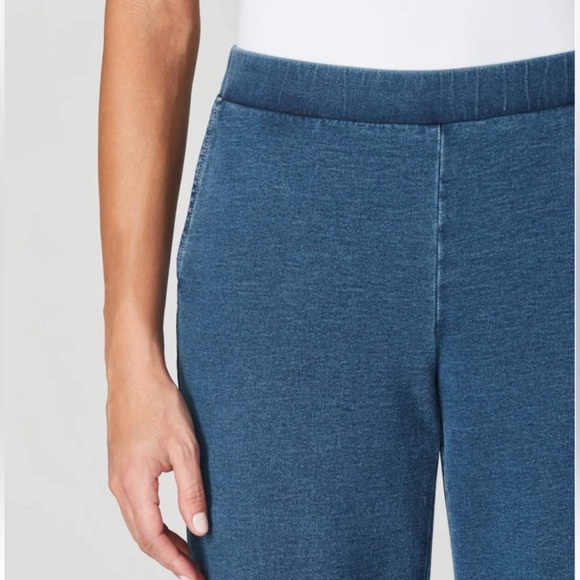 Pure Jill Indigo Wide Leg Cropped Pull On Pants Large - Picture 3 of 11